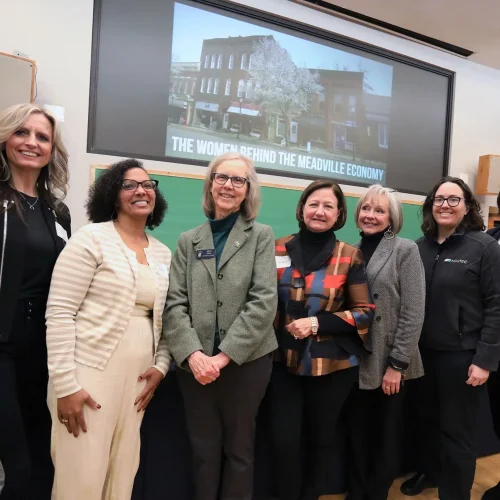 Allegheny College hosts “The Women Behind the Meadville Economy” panel discussion, Feb. 26, 2024. Photo by Ed Mailliard.
Panel: Women Behind Meadville Economy 2-26-24